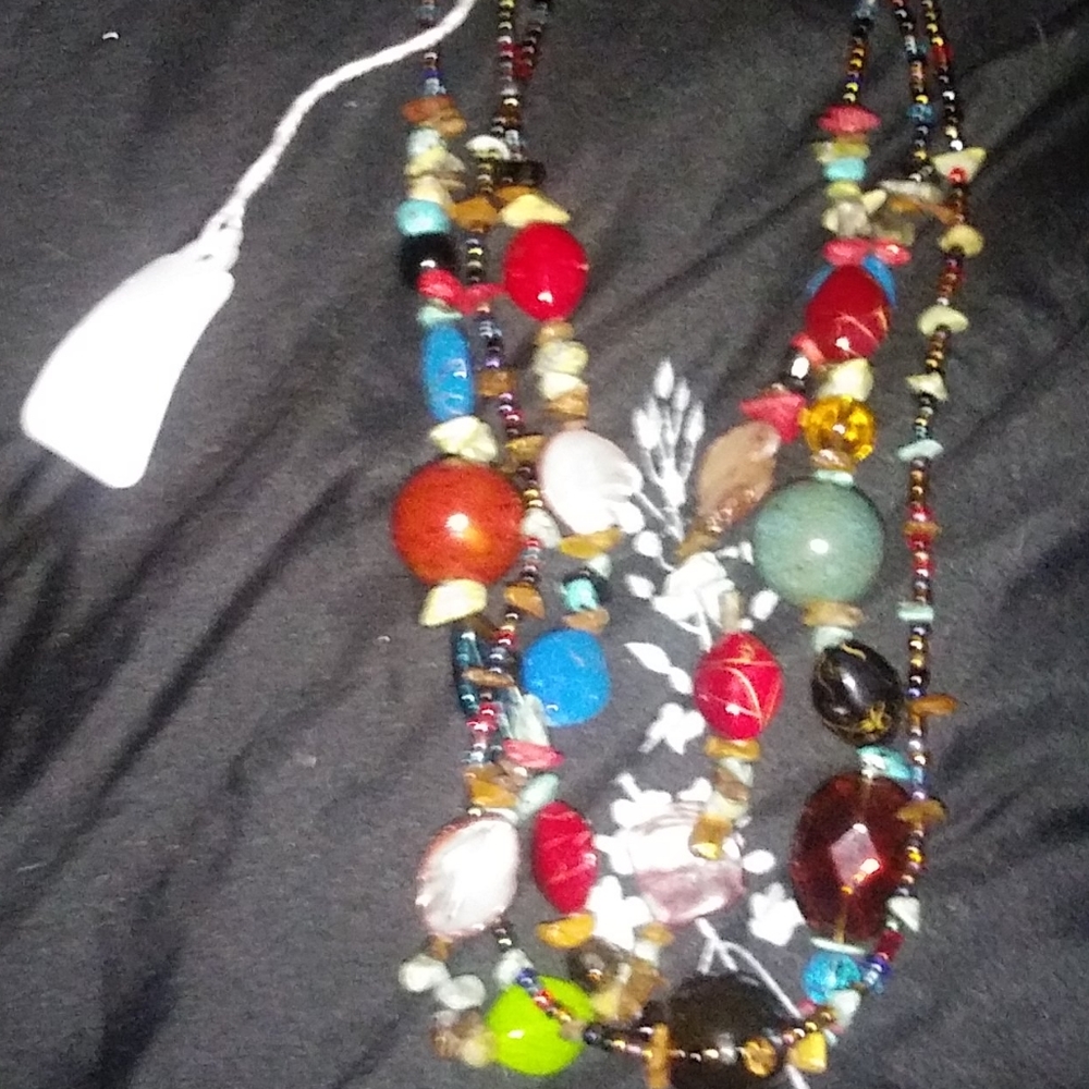 Beautiful layered Vintage Stone Necklace